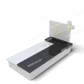 Комбинированный памятник из светлого и черного гранита с крестом и закрытой плитой модель ОК-10